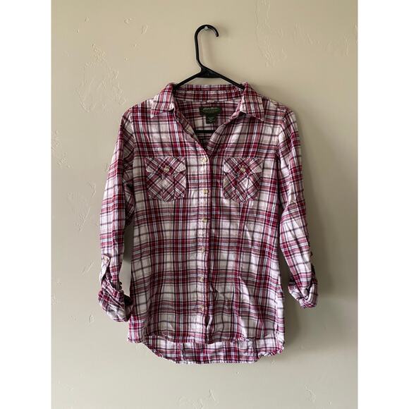 Eddie Bauer Women Flannel Plaid Long Roll Tab Sleeve Button-Up Shirt Size XS - Picture 4 of 5